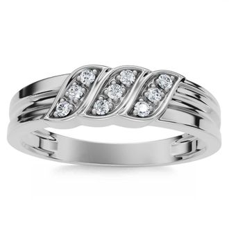 Pompeii3 Mens Diamond Ring 14k Gold Wedding Ring 9-Stone Lab Grown