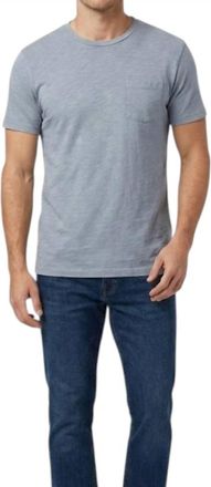 Hartford Mens Pocket Crew Tee In Dusty Blue
