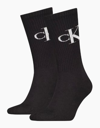 Calvin Klein Mens 2-Pack CK Jeans Logo Sports Socks, Black - Size: 9/9.5/10/10.5/11/11.5/12