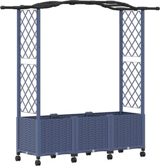 vidaXL Cama Elevada Con Trellis Y Techo Gris 164 X 40 X 144 Cm Pp Vidaxl