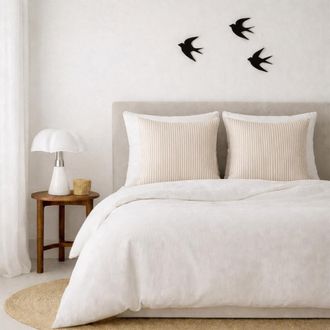 Febronie Juego de cama (65x65) algod&oacute;n lavado blanco / arena 260x240