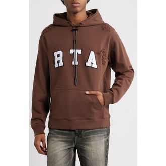 Rta Markus Collegiate Frayed Hoodie in Brown Collegiate at Nordstrom, Size X-Small