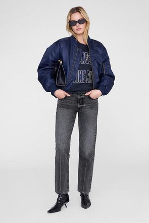Anine Bing Harry Shrunken LA Sweatshirt in Vintage Black at Nordstrom, Size X-Large