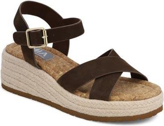 Mia Nikky Ankle Strap Platform Wedge Sandal in Chocolate at Nordstrom, Size 9.5