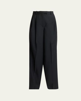 Givenchy Pleated Wool-Mohair Tuxedo Pants
