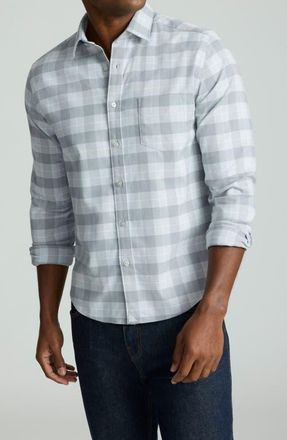 UNTUCKit Brightlake Check Performance Flannel Button-Up Shirt in Grey at Nordstrom, Size X-Large