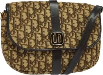 Dior Pre-owned Cross Body Bags, female, Brown, Size: ONE SIZE Pre-owned Vintage Trotter Canvas Shoulder Bag