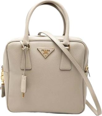 Prada Pre-owned Handbags, female, Beige, Size: ONE SIZE Pre-owned Vintage Leather Handbag