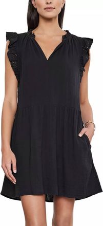 Velvet Grace Ruffle Sleeve Mini Dress In Black