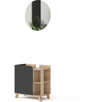 Vicco Set di mobili da bagno Karen, Antracite, 2 parti