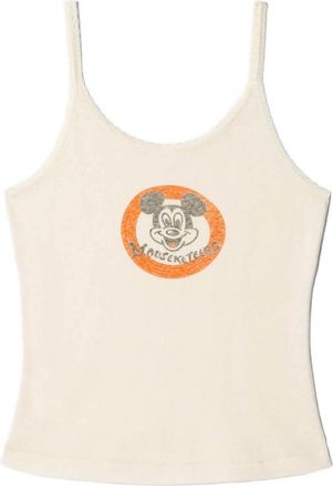 Re/Done 70s Graphic-print Lace-trim Top