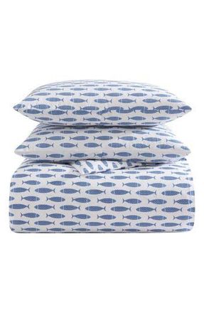 Nautica Fish Cotton Percale Duvet Set in Blue at Nordstrom Rack, Size Full/queen