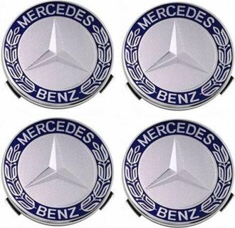 OEM Embellecedores De Rueda Compatibles Con Mercedes-benz De 75 Mm - Azules, Juego De 4