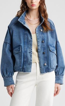 Treasure & Bond Blouson Sleeve Denim Jacket in Medium Wash at Nordstrom, Size Xx-Small