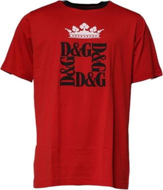 Dolce & Gabbana Kroon Logo Katoen Crew Neck T-shirt - Heren - T-shirts - Rood - 2XL - Katoen - Tops