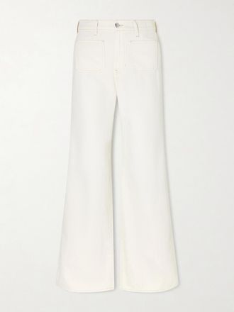 Veronica Beard Jeans A Gamba Larga E Vita Media Kasey - Ecru