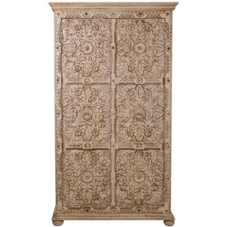 Wanderlust Deco Armario De Madera Artesanal Marr&oacute;n 102x44x183