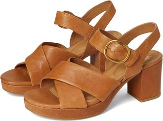S&ouml;fft Womens Sofft Lizzie Sandals Luggage Leather Ankle Strap Block Heel VER1432
