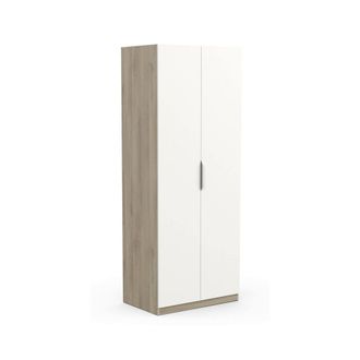 Dmora Dmora - Armario 2 Puertas Fioretta, Muebles De Dormitorio, Vestidor, Armario De Ropa, 79x51 H203 Cm, Roble Y Blanco Mate