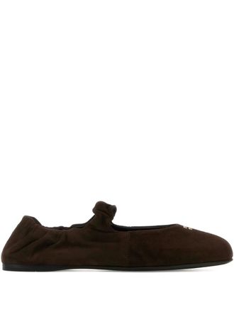 Miu Miu Ruches suede ballerinas - Brown