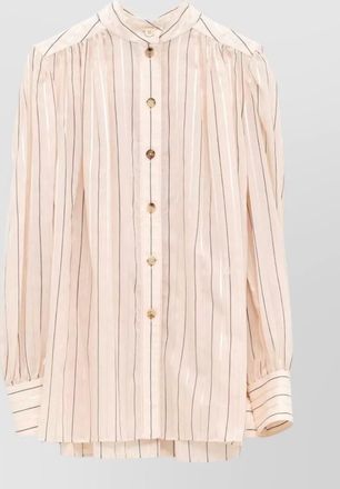 Chlo&eacute; striped silk high-neck gathered shirt