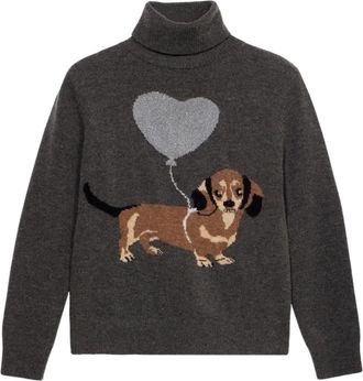 Oltre Gem&ecirc;leerde wollen coltrui met borduursel en bezels - Dames - Coltruien - Grijs - XL - Wol - Truien & Vesten