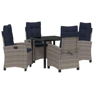 vidaXL Conjunto De Comedor De Jard&iacute;n 5 Pcs Gris Rat&aacute;n Sint&eacute;tico Vidaxl