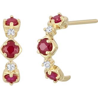 Bony Levy El Mar Ruby & Diamond Hoop Earrings in 18Ky at Nordstrom Rack