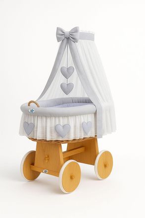 OEM Mois&eacute;s De Mimbre Amelia Con Dosel - Ropa De Cama Natural Y Gris