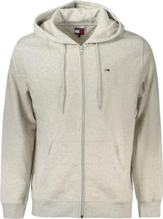 Tommy Hilfiger Grijze katoenen sweater met ronde hals - Heren - Vesten met rits - Grijs - 2XL - Katoen - Hoodies & sweatvesten