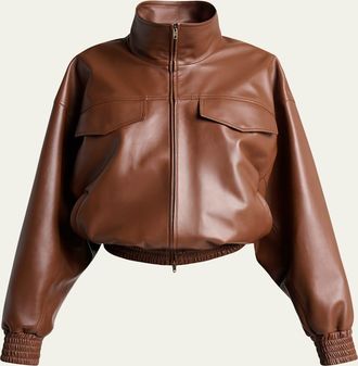 Balenciaga High-Collar Leather Blouson Jacket