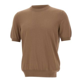 Gran Sasso Round-neck Knitwear, male, Brown, Size: 3XL Crew-neck Knitted T-shirt