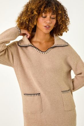 Roman Blanket Stitch Collared Jumper
