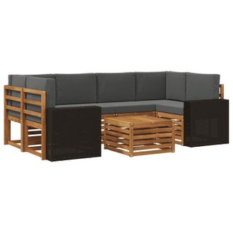 vidaXL Conjunto De Sof&aacute;s De Exterior 7 Pcs Natural Y Antracita Vidaxl