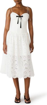 Steve Madden Juliara Eyelet Embroidery A-Line Dress in White at Nordstrom, Size 10