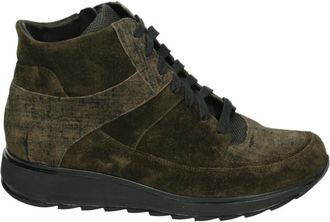 Durea Sportieve Groene Nubuck Damesschoenen - Dames - Veterlaarzen - Groen - 38 1/2 EU - Leer - Schoenen