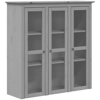 vidaXL Armario Con Puertas De Vidrio Bodo Madera Maciza Pino Gris Vidaxl
