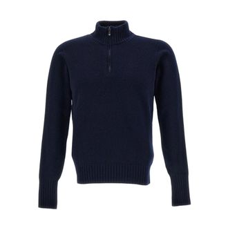 Drumohr Truien & Vesten, Heren, Blauw, S, Wol, Half-zip Turtleneck