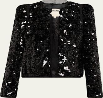L'agence Shai Sequined Metallic Tweed Jacket