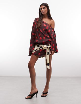 Asos vestito mini con spalle scoperte e blousant-Multicolore