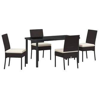 Berkfield Home 5 Piece Garden Dining Set Black Poly Rattan