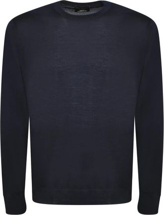 Dell'Oglio Cashmere trui met lange mouwen - Heren - Cashmere truien - Blauw - 2XL - Truien & Vesten