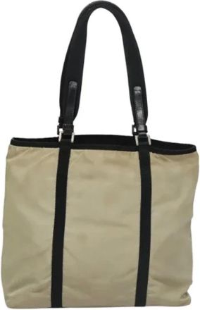 Prada Pre-owned Tote Bags, female, Beige, Size: ONE SIZE Pre-owned Nylon Tote Bag