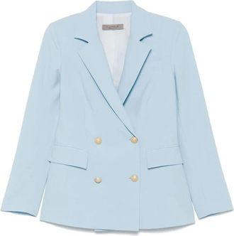 D.exterior Hemelsblauwe Double-Breasted Blazer - Dames - Blazers - Blauw - M - Polyester - Jassen