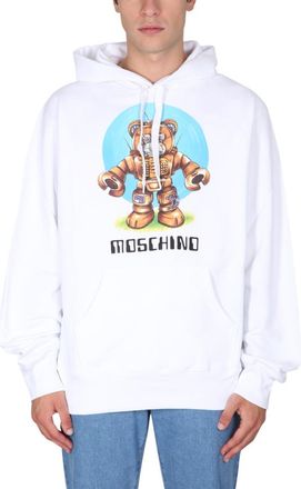Moschino White Graphic Logo Hoodie