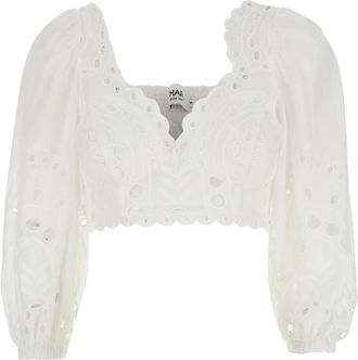 Charo Ruiz Ibiza Luna Top - Dames - Blouses - Wit - L - Katoen - Overhemden