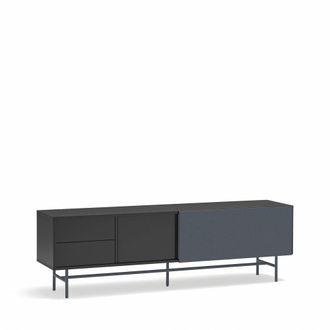 Teulat Mueble de tv 2 cajones, 2 puertas negro y gris antracita