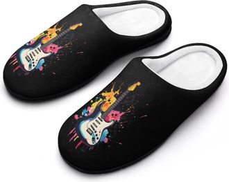 Generic Guitar Music Notes Mens Slippers Comfortable And Non-slip Cotton Slipper Shoe for House