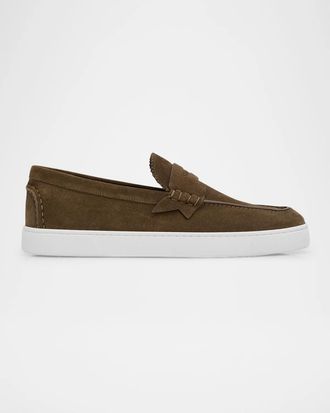 Christian Louboutin Men & apos;s The Harold I Flat Leather Red-Sole Boat Shoes