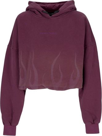 Vision Of Super Flames Cropped Hoodie Grape Wine - Dames - Hoodies - Paars - M - Katoen - Hoodies & sweatvesten